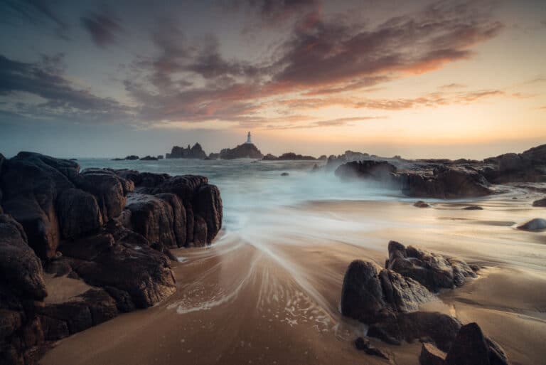 Corbiere,Lighthouse,At,Sunset,In,The,Channel,Islands