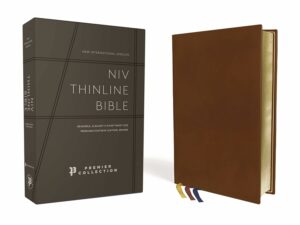 Niv, Thinline Bible, Premium Goatskin Leather, Brown, Premier Collection, Black Letter, Art Gilded Edges, Comfort Print New International Version